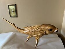 Vintage 16.5” Carved Wooden Japanese Large Koi Carp Fish Sculpture picture