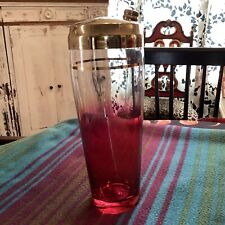 Vintage Mid-Century Modern Cranberry Ombre Luster Cocktail Shaker picture
