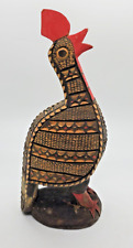 Vintage Hand Painted Hand Carved Wood Rooster Guinea Fowl Figurines Sculpture picture