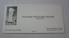 Old Vintage c.1930's - YELLOWSTONE PARK - HAYNES Picture Shops - BUSINESS CARD picture