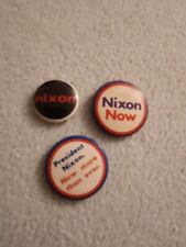 Vintage Lot of 3 Nixon Pinbacks Pins Nixon Now Now More Than Ever  picture