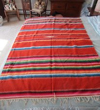 Vintage Mexican  Hand Woven Wool Serape Blanket with fringe picture