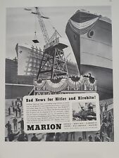 1942 Marion Steam Shovel Company Fortune WW2 Print Ad Q3  U.S. Battleships Boats picture