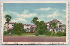 Roadside View~St Petersburg Florida~Sunset Hotel Exterior~Vintage Linen Postcard picture