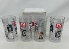 Vtg TV Guide Plastic Drinking Glass Years 50-60-70-80 & 90's Set Of (4) & Box picture