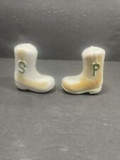 Vintage White Cowboy Western Boots Salt And Pepper Shakers 3