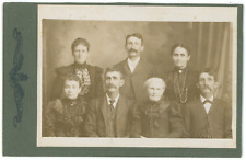 CIRCA 1880'S CABINET CARD Family Photo of Seven People Fredrickson Red Oak, IA picture