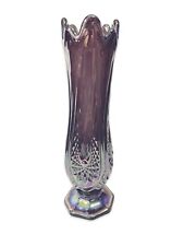 Vintage Indiana Carnival Glass Amethyst  Iridescent 10.5” Swung Vase Heirloom picture