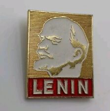 Vintage Lenin Revolution Communism Propaganda Soviet Gold Tone Pin Badge picture