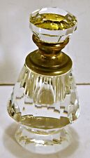 Antique Victorian Lead Crystal Glass Perfume Scent Bottle w/ Brass Glass Cap picture