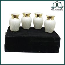 Brass White Lovely Small Keepsake Urns for Human Ashes - Set of 4 & velvet bags picture