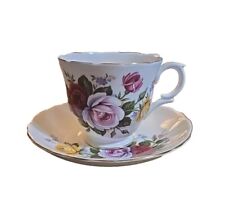 Crown Staffordshire Fine Bone China Tea Cup and Saucer England Roses Gold picture