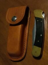 Vintage Buck 110 Lockback Folding Hunting Knife Brown Leather Sheath 3.75
