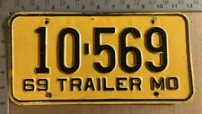 1969 Missouri trailer license plate 10-569 YOM DMV for your CAMPER 11149 picture