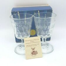 Set of 2 Vintage Clear Glasses 200 Years Ago Pedestal Liberty Bell 1776-1976 picture