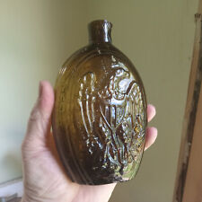 OLIVE AMBER EAGLE CORNUCOPIA PINT KEENE HISTORICAL WHISKEY FLASK 1830s REAL NICE picture