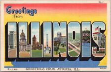 Astoria, ILLINOIS Large Letter Postcard Multi-View - Curteich Linen c1938 Unused picture