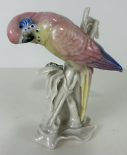 Karl Ens Volkstedt Budgerigar Pink Bird Hand Painted Porcelain Figurine Damaged picture