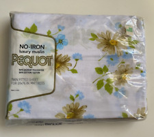 Vintage Pequot No-Iron Luxury Muslin Twin Fitted Sheet Floral New Dead Stock picture