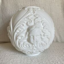 Antique Gone With The Wind Frosted Milk Glass Cherub Face Parlor Oil Lamp Globe picture