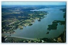 c1950 Aerial View Of Pymatuning Lake With Dam Foreground James Town PA Postcard picture