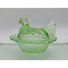 Mosser Glass Salt Cellar Mini Hen On Nest Light Green Chick 2