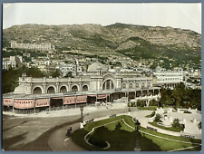 P.Z., Monaco, Monte Carlo. Café de Paris.  Vintage Photochrome PC. Vintage Monaco picture
