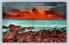 Monterey CA- California, Sunset On The Pacific Ocean, Antique, Vintage Postcard picture