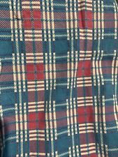 Vtg Cotton Feed Flour Sack Era Fabric 3/4 Yard Plaid Washed Out Red Blue Faded picture