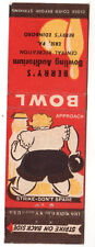 Matchbook cover: Berry's Bowling Auditorium, Erie, PA - strike on butt; boxing picture