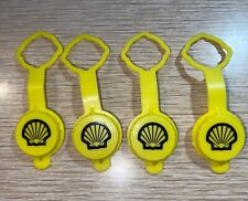 1970's Shell Oil Gas Reusable Plastic Bottle Cap Premium Set of Four Yellow picture