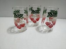 Vintage Strawberry Glasses Drinking Juice 3 3/4