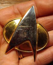 Original Star Trek Emblem Badge Shiny Gold/Silver tone 1988 Licensed Heavy Spock picture