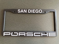 PORSCHE San Diego License Plate Frame NEW Black White Raised Letters  picture