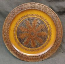 Old Vintage Handmade Polish Folk Art Carved Wooden Plate Poland picture