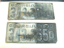 GEORGIA LICENSE PLATE  1930 PAIR 343-255 GREAT RESTORABLE PLATES OR LEAVE RUSTIC picture