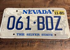 1985 Nevada TRIPPLE LETTER License Plate Tag Original 061 BDZ Vintage Classic picture