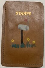 Vintage Genuine Leather Personnel Postage Stamp Holder Nostalgic Days Gone By picture