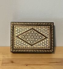 Vintage Persian Khatam Mosaic Inlaid Wooden Jewelry Box Trinket 5.25”x3.75” picture