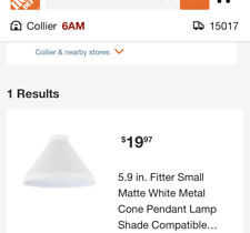 Small Matte White Metal Cone Pendant Lamp Shade ONE 1/4