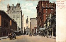 Philadelphia Pennsylvania c1910 Postcard Broad Street From Spruce Street Glitter picture