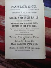 1881 Print Ad ~ NAYLOR & COMPANY IMPORTERS Sweedish & Norway Iron Railroad Rails picture