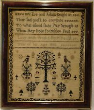 SMALL EARLY 19TH CENTURY ADAM & EVE, VERSE & MOTIF SAMPLER BY LUCY SMITH - 1812 picture