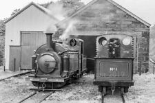 Ffestiniog Railway Engines on Shed 12x8 (A4) B&W Picture Print picture