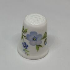 Vintage Crown Staffs Fine Bone China Collectible Thimble w/ Blue Flowers England picture