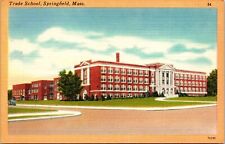 Vtg Springfield Massachusetts MA Trade School 1930s Unused Linen View Postcard picture