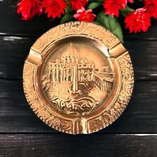 Roma Souvenir Vintage Embossed Copper Ashtray 3 Indents Colosseum Italy picture