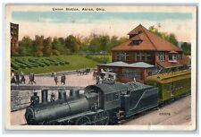1924 Union Station Train Terminal Rock Cargo Passenger Akron Ohio OH Postcard picture
