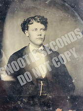 Antique Full Plate Tintype Young Man in Studio nice picture
