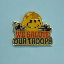 Walmart Employee Associate Lapel Pin We Salute Our Troops Smile Face Patriotic picture